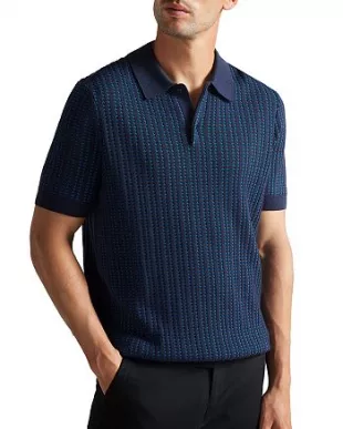 Pebble Textured Knitted Polo Shirt