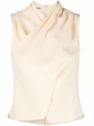 Scarf-Draped Wrap Sleeveless Top