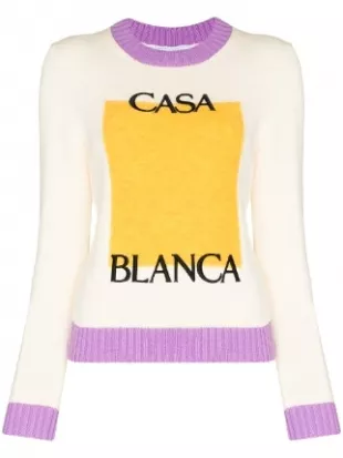 Logo Embroidered Colour Block Jumper