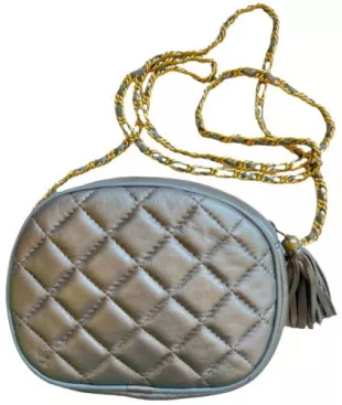 Bronze Quilted Leather Crossbody Handbag
