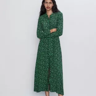 Zara leaf outlet print dress