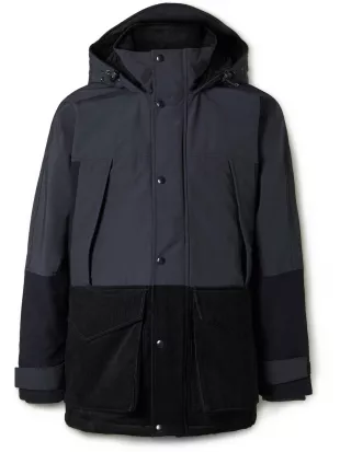 Shearling-Trimmed Coated-Shell and Cotton-Corduroy Coat
