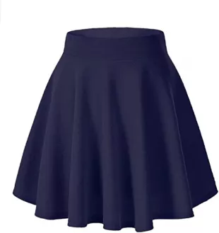 Casual Mini Stretch Waist Flared Plain Pleated Skater Skirt
