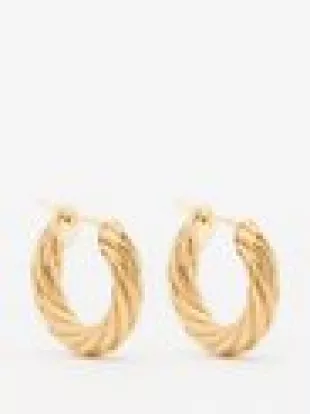 Rope-Twist 18kt Gold-Plated Silver Hoop Earrings