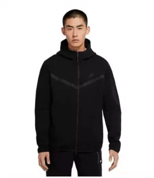 Men's Black Full-Zip Long Sleeve Sportswear Hoodie