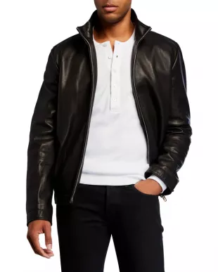 Men's Cole Calfskin Zip-Front Jacket