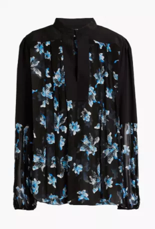 Isolde Floral-Print Crepe and Silk-Georgette Top