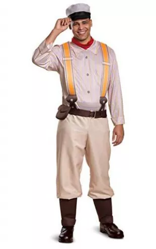 Disguise Men's Frank, Official Disney Jungle Cruise Movie Costume Jumpsuit and Hat, Beige, Medium (38-40)