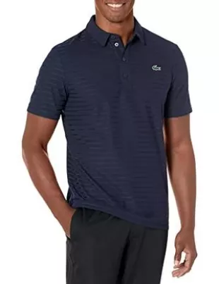 Sport Short Sleeve Jacquard Technical Polo Shirt, Navy Blue