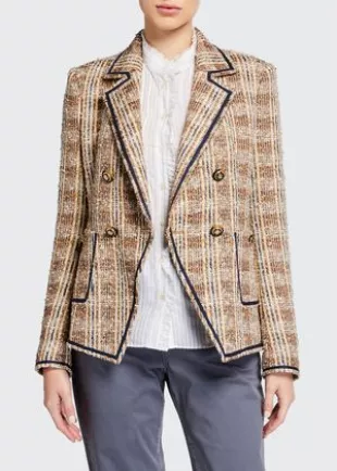 Theron Double-Breasted Plaid Jacket