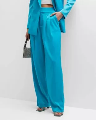 Atia High-Waisted Double-Pleated Suit Pants