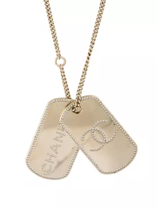 Strass Dog Tag Pendant Necklace