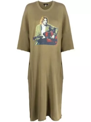 Kurt Cobain Print T-shirt Dress