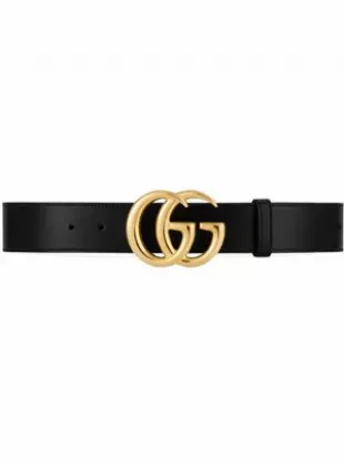 ceinture GG Marmont à plaque logo - Noir