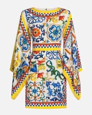 Majolica-print Silk-blend Charmeus Dress