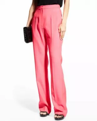 Straight-Leg Crepe Trousers in Neon Pink