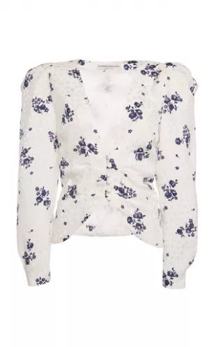 Rose-Printed Silk Collarless Jacket