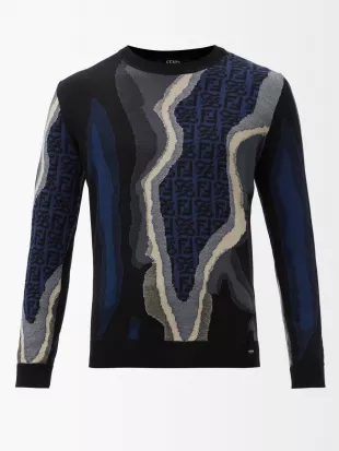 FF-jacquard cotton-blend sweater