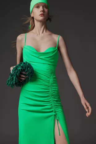Midi Dress With Draped Detail Green