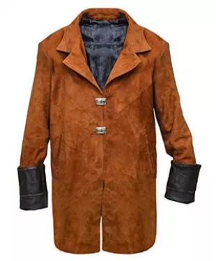 Firefly Malcolm Reynolds Costume Suede Leather Trench Brown Coat (3X-Large (Best for Chest Size 50))