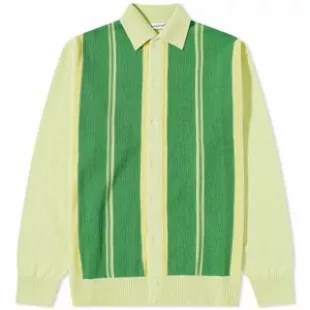 Men's Stripe Cardigan Polo Shirt in Green