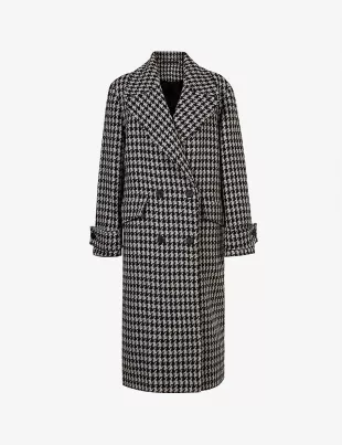 Monike Houndstooth-Jacquard Recycled Wool-Blend Coat