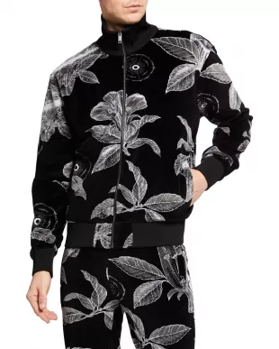 Men's Floral Schematics Velvet Track Jacket