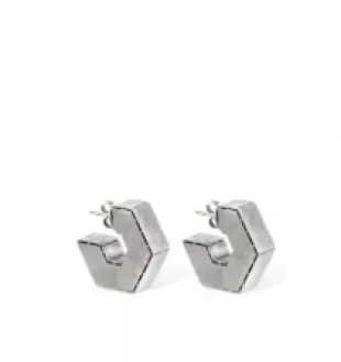 Geometric Hoop Earrings In Silver