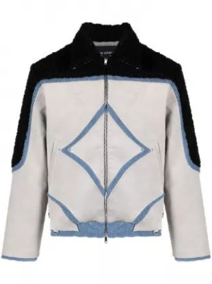 Diamond-Panel faux-shearling jacket