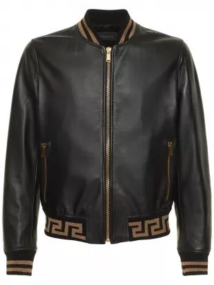 Greca leather bomber jacket
