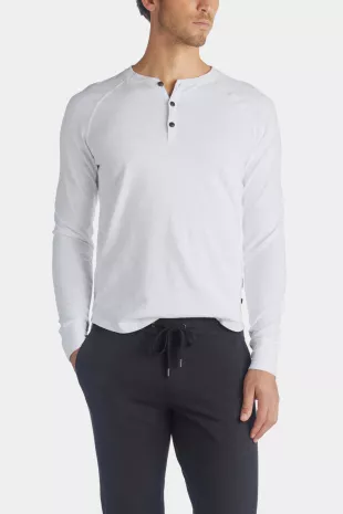Long Sleeve Soft Slub Jersey Henley T Shirt