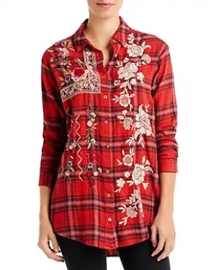 Roma Embroidered Plaid Shirt