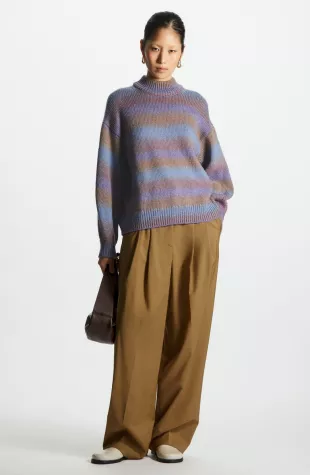 Oversize Ombré Stripe Wool Crewneck Sweater