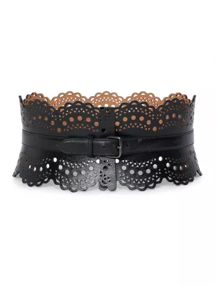Scalloped Leather Corset Belt