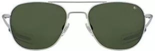 Original Pilot Sunglasses - Matte Silver - Calobar Green AOLite Nylon Lenses - Bayonet Temple - Polarized - 52-20-140