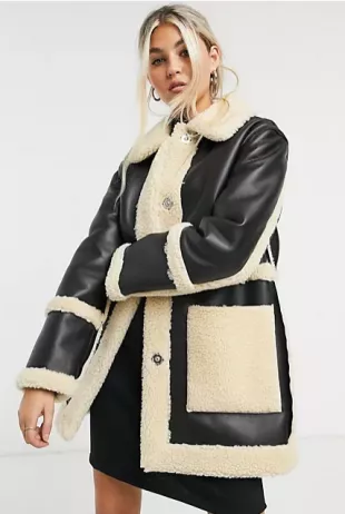 Cream Faux Borg Shacket