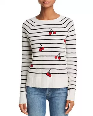 Cashmere Cherry Striped Cashmere Sweater