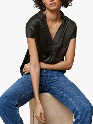 LEILA – Elegant V-Neck Silk Blous