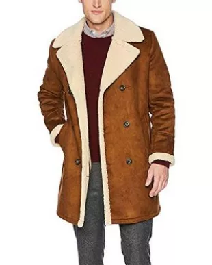 Guess - Faux Shearling Double Breasted Coat