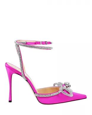Mach & Mach - Double Bow Crystal-Embellished Satin Pumps