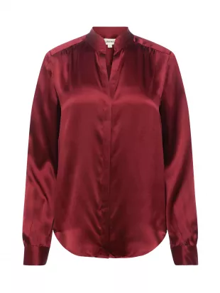 L'AGENCE Bianca Blouse in Black Cherry