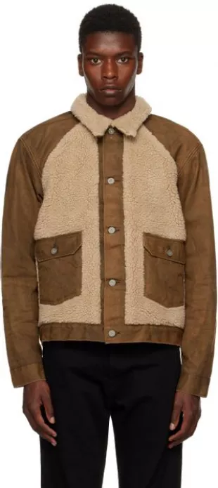 Brown Paneled Denim Jacket