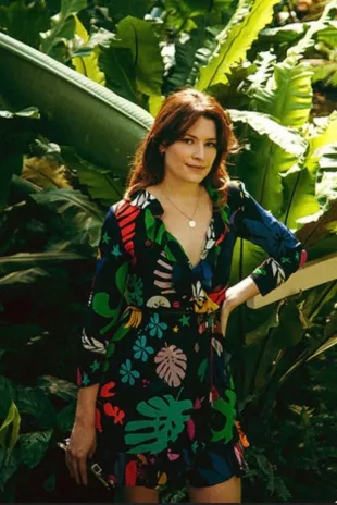 Cuba-Print Silk Wrap Mini Dress