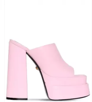 150mm Leather Platform Mules