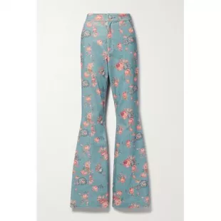 Meyerson floral-print cotton-blend corduroy flared pants