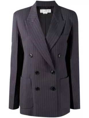 Stripe Tailoring Double Breasted Waisted Blazer main image 1