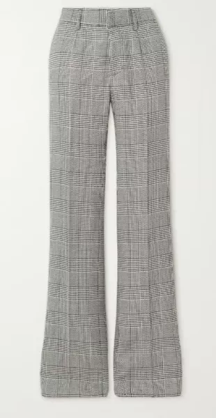 Pleated Prince of Wales Checked wool Straight-leg Pants