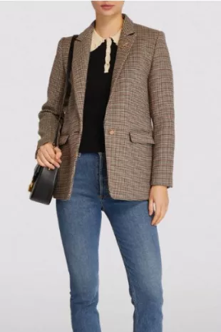 Houndstooth Single-Breasted Blazer