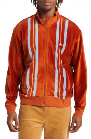 Provencal Stripe Velour Zip-up Jacket In Bombay Bro