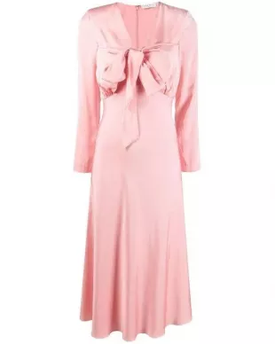 Maldive Bow-detail Midi Dress in Pink